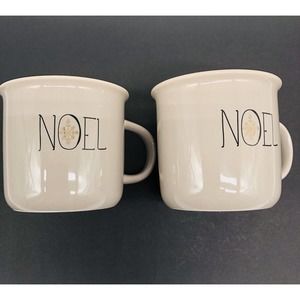 Sleigh Bell Bistro Noel Mugs Set of Two Santa Mugs Coffee Tea Beige A2